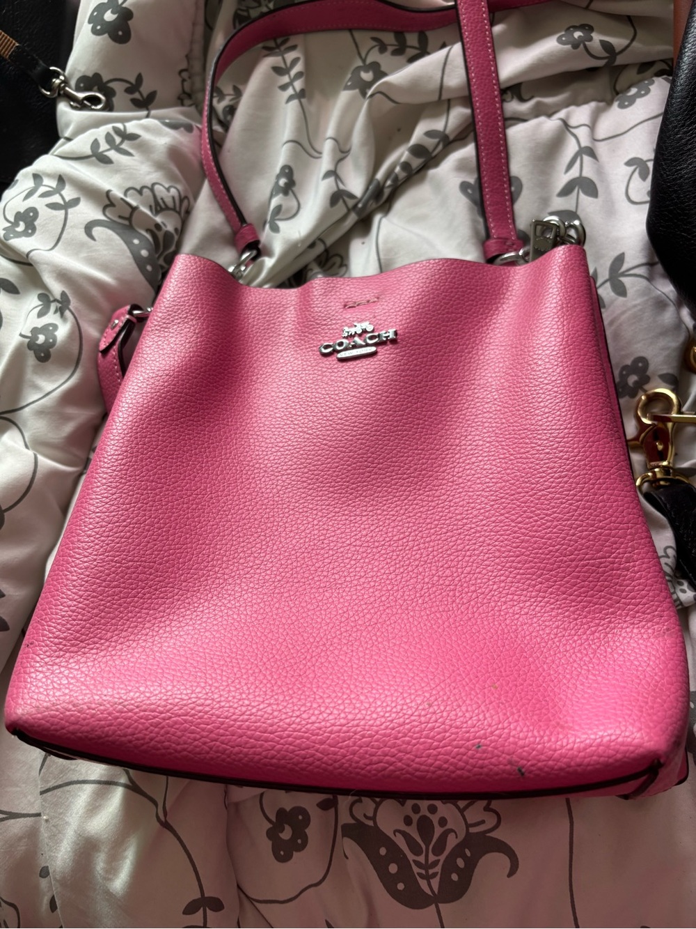 Coach Hot Pink Pebbled Leather Shoulder Tote